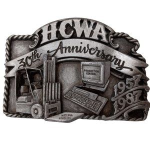 1987 Hesston Belt Buckle HCWA Material Handlers Forklift Computer Production